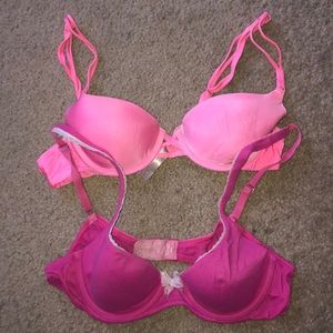 LOT OF 2 VICTORIAS SECRET PINK BRAS SIZE 34A